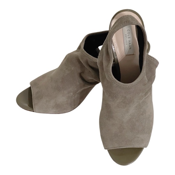 COLE HAAN Gray Suede Open-Toe Slingback Heel Size 6.5 - Picture 2 of 8